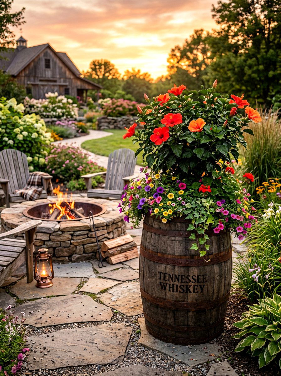 Whiskey Barrel Planter - 30 outdoor planter ideas