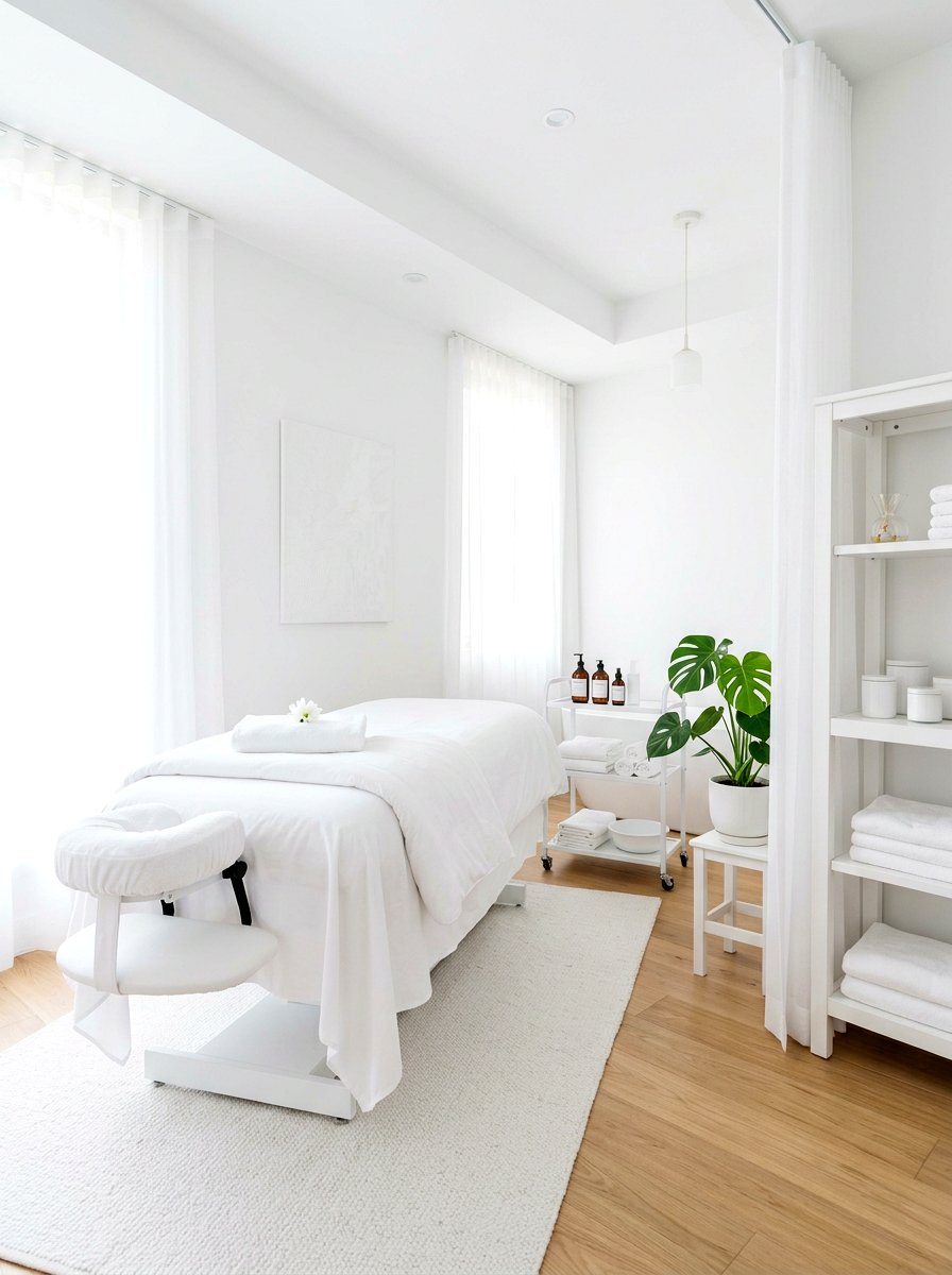 White Aesthetic Massage - 30 massage corner ideas