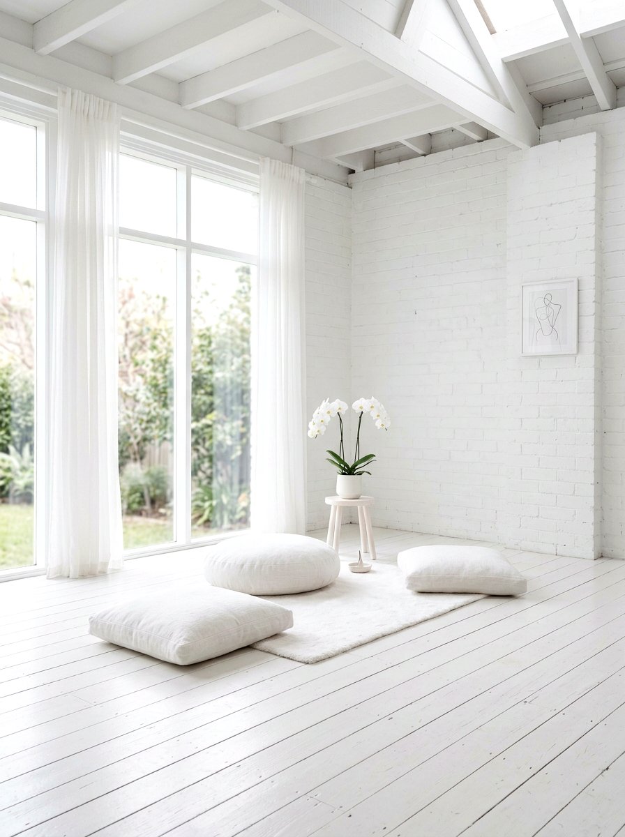 White Airy Studio - 30 meditation room ideas