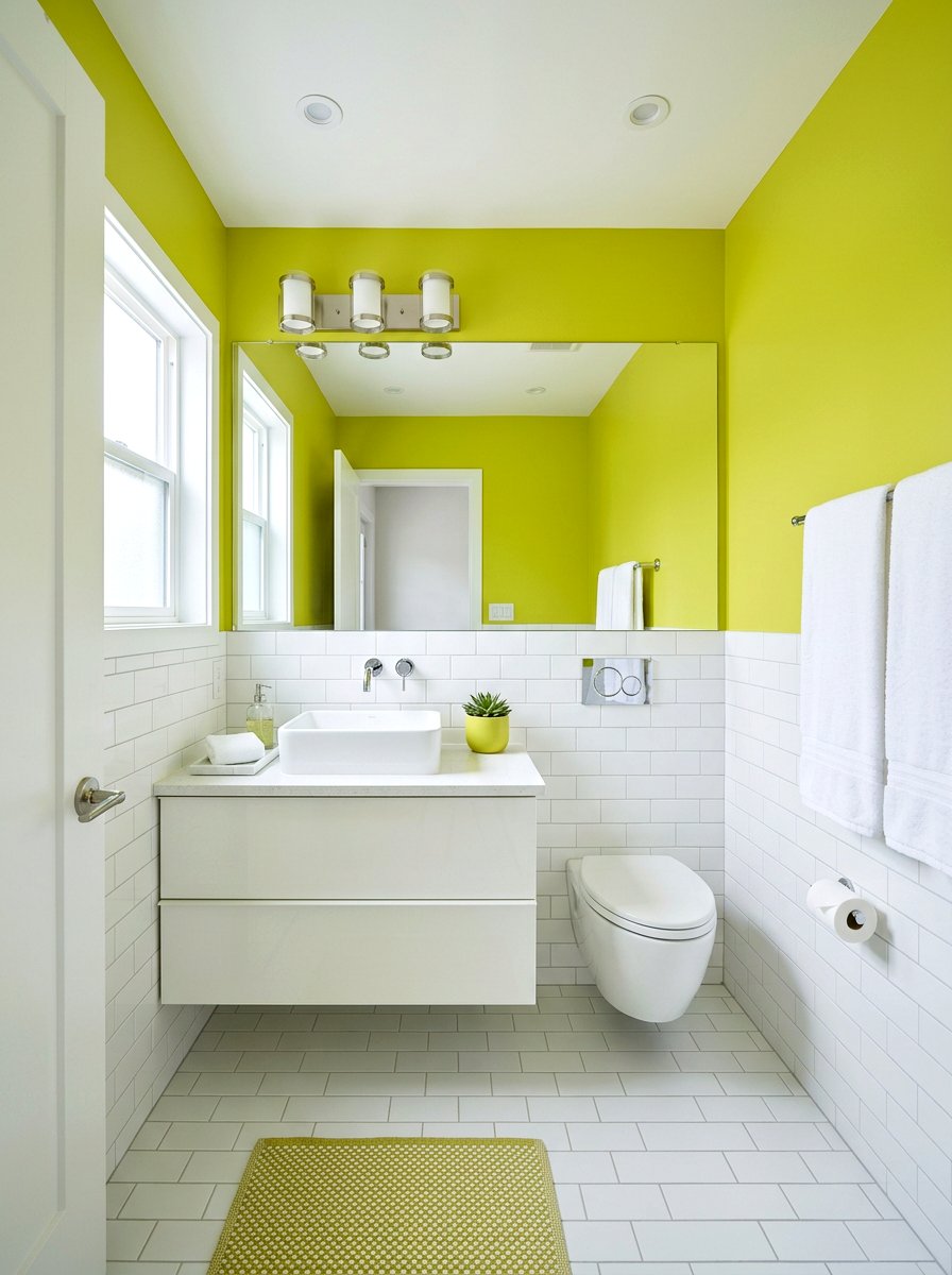 White And Chartreuse Bathroom - 30 chartreuse powder room ideas