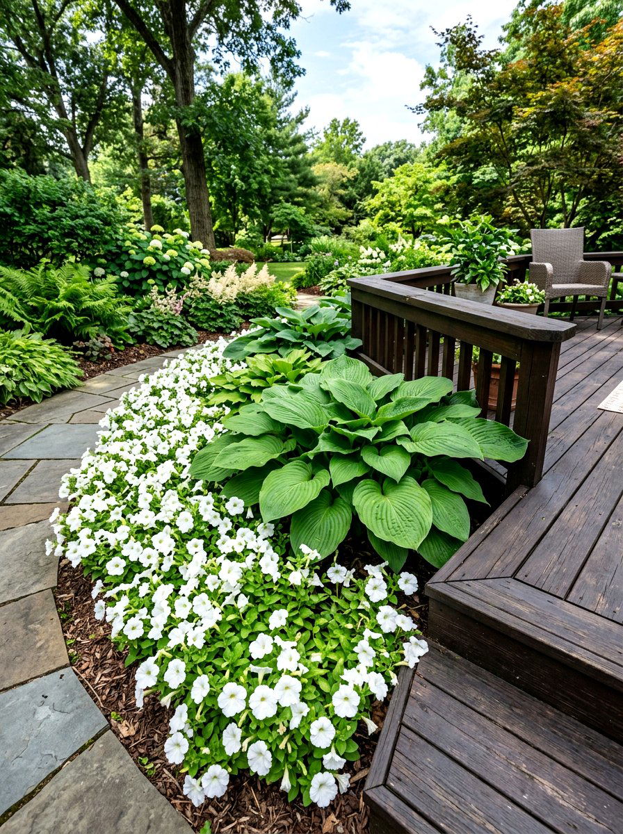 White And Green Flower Garden - 30 summer annual border ideas