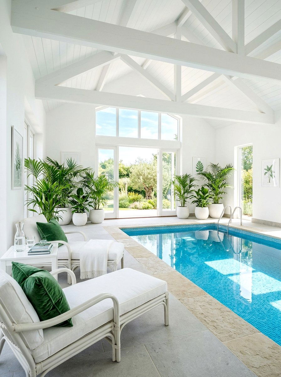 White And Green Pool House - 30 pool house decor ideas