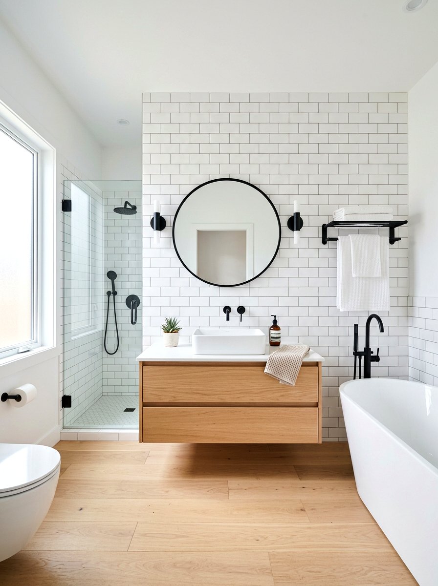 White And Light Wood Bathroom - 30 bathroom color scheme ideas