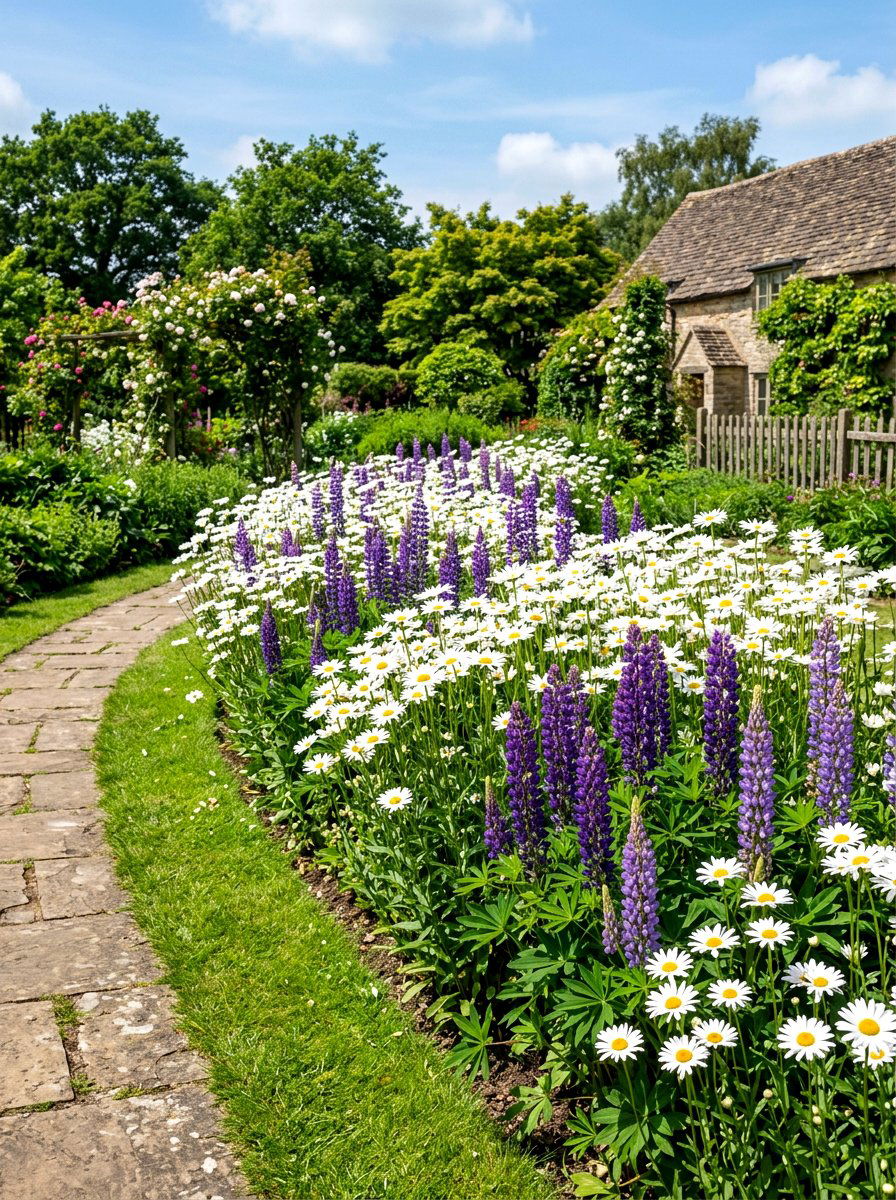 White And Purple Flower Bed - 30 flower bed color ideas