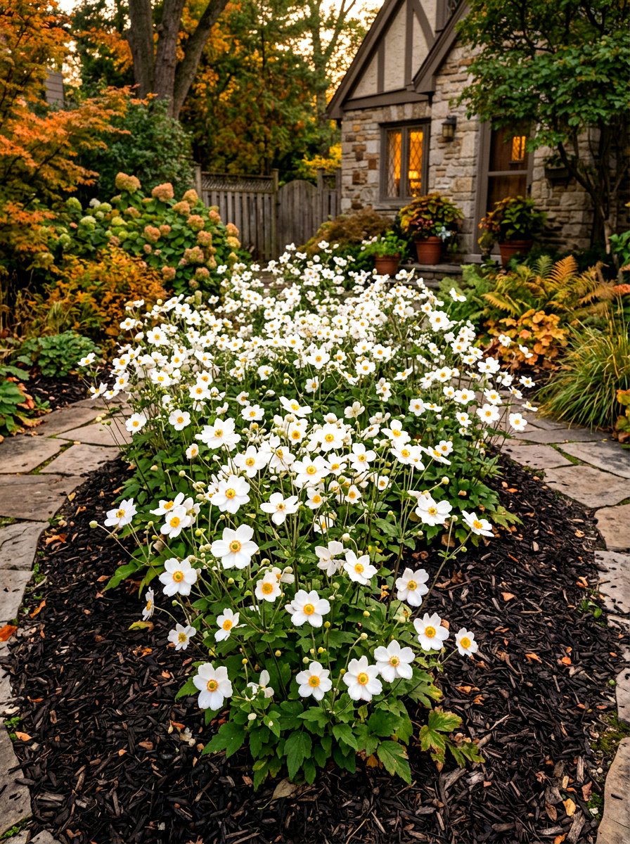 White Anemone Bed - 30 moon garden ideas