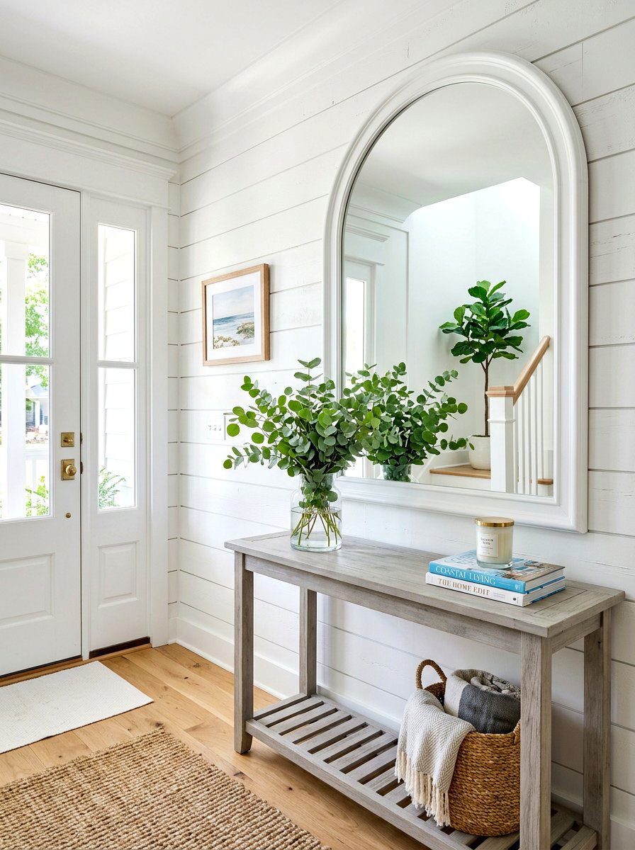 White Arched Mirror Entryway - 30 arched foyer mirror ideas