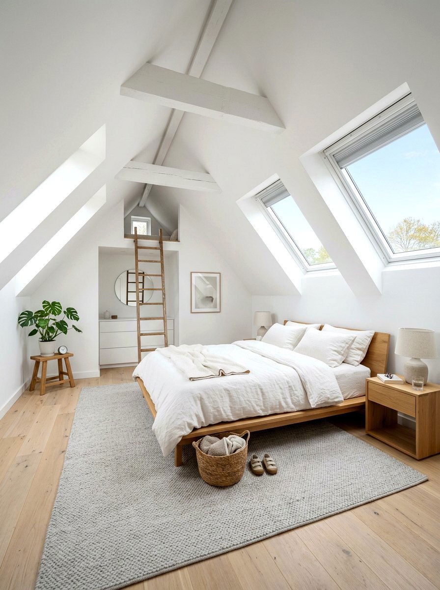 White Attic Bedroom - 30 attic bedroom ideas