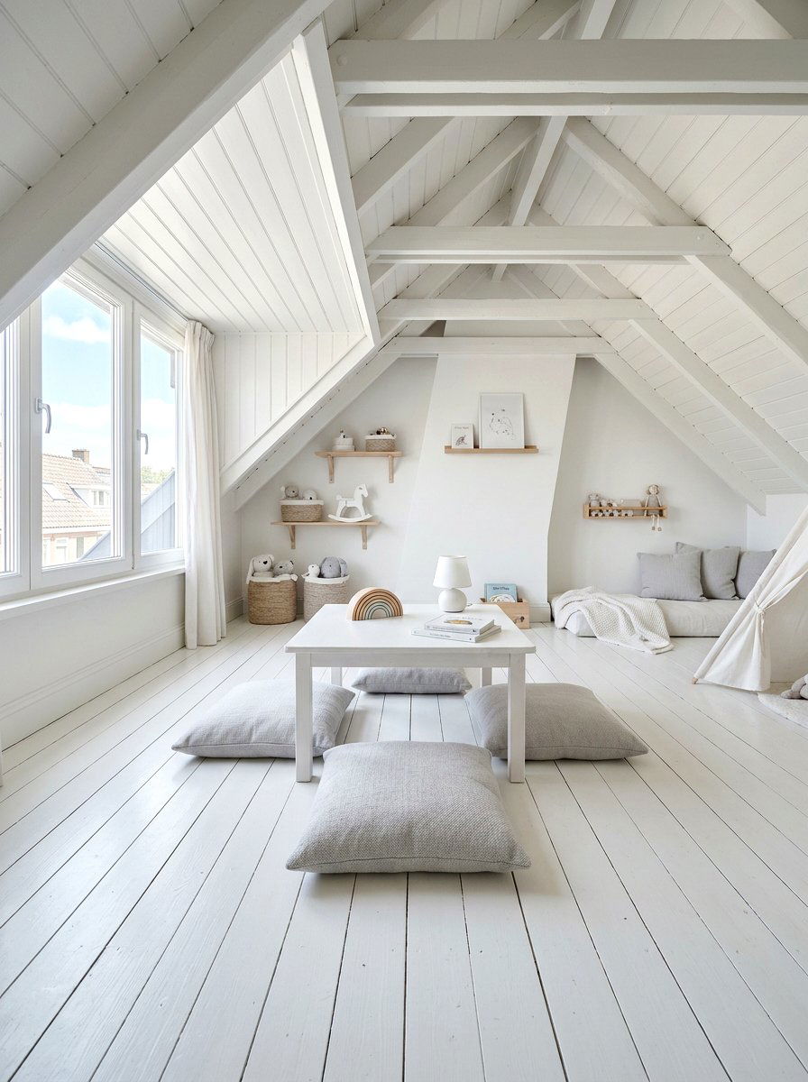 White Attic Playroom - 30 attic playroom ideas