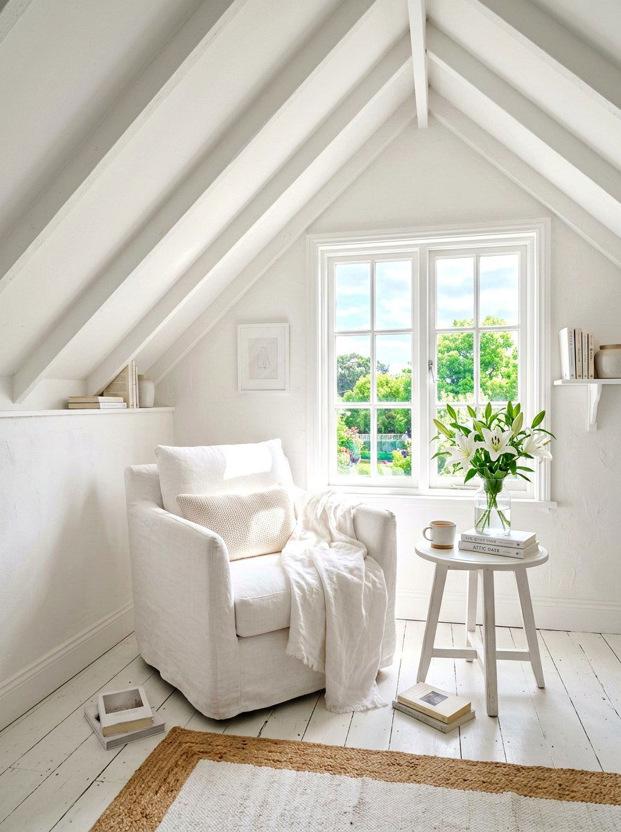 White Attic Reading Corner Sunlight - 30 attic reading corner ideas
