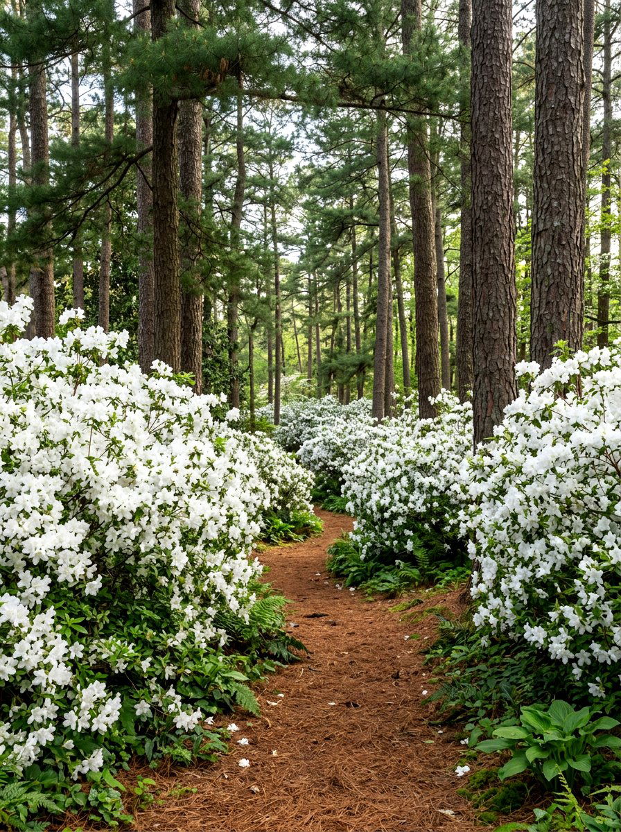 White Azalea Woodland - 30 white bloom garden ideas