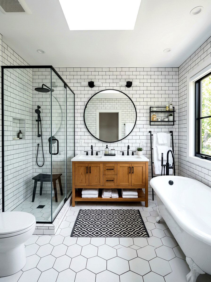 White Bathroom Black Accent - 30 white bathroom ideas