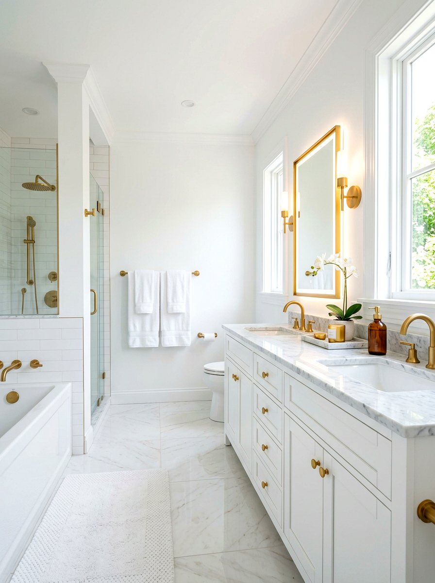 White Bathroom Gold Hardware - 30 white bathroom ideas