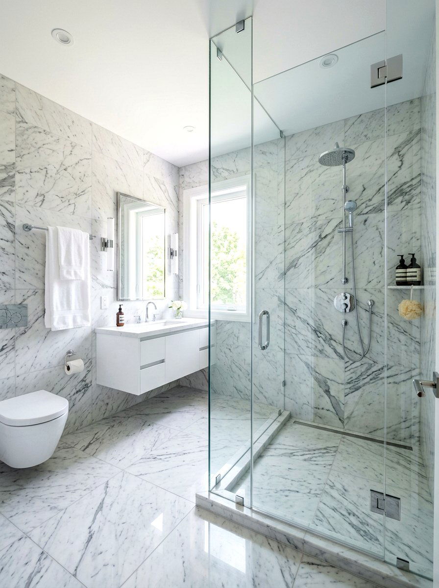 White Bathroom Marble Tile - 30 white bathroom ideas