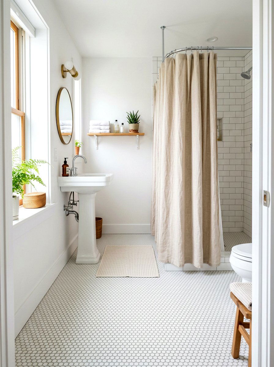 White Bathroom Penny Tile - 30 white bathroom ideas