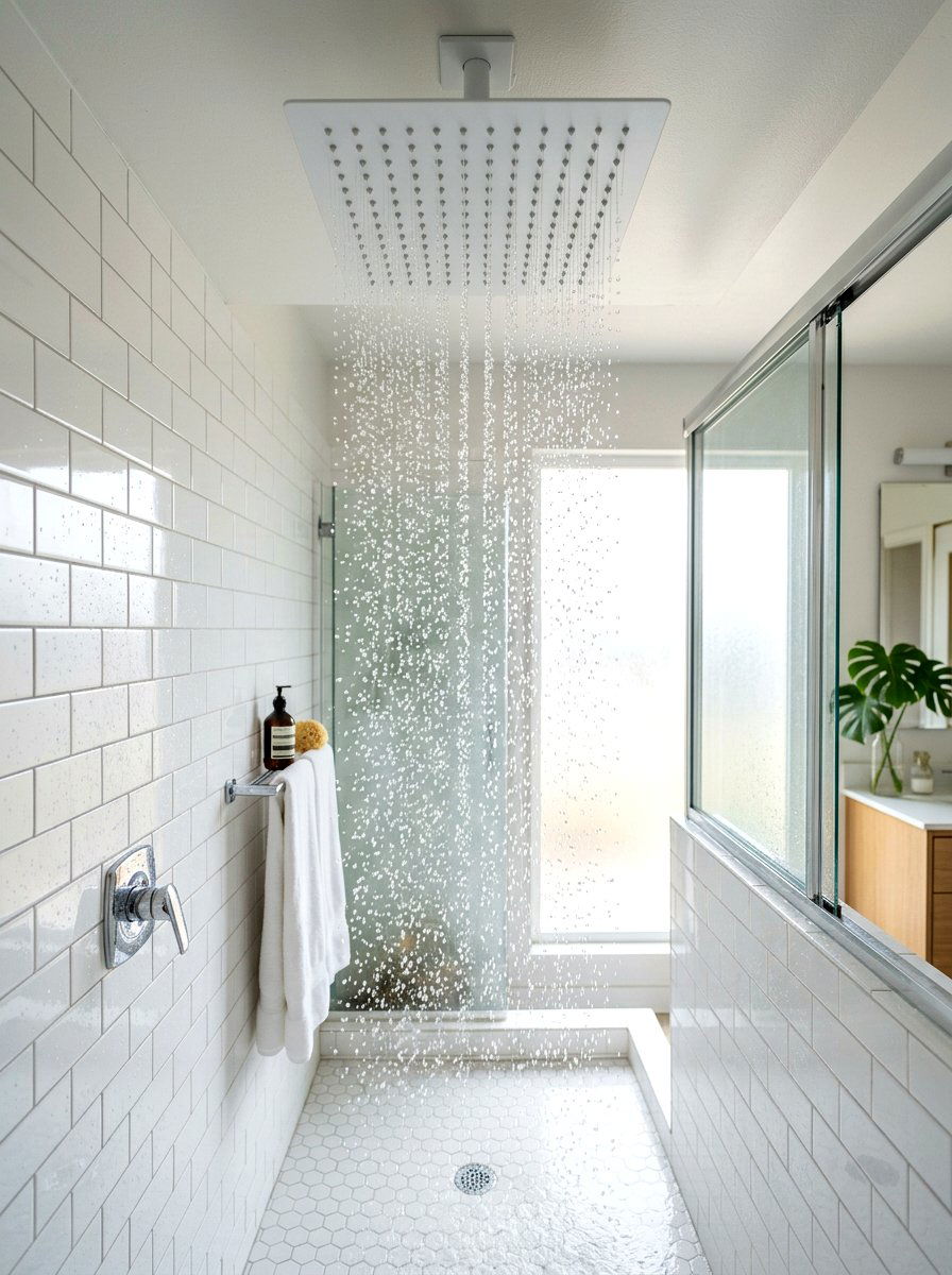 White Bathroom Rain Shower Head - 30 white bathroom ideas