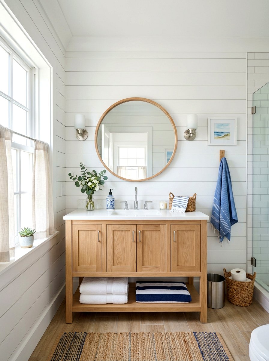 White Bathroom Shiplap Wall - 30 white bathroom ideas