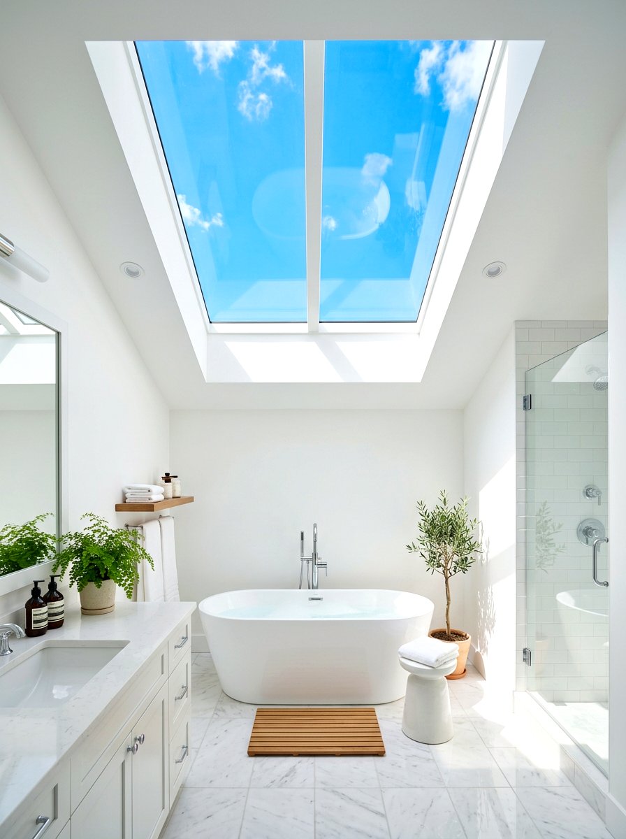 White Bathroom Skylight - 30 white bathroom ideas