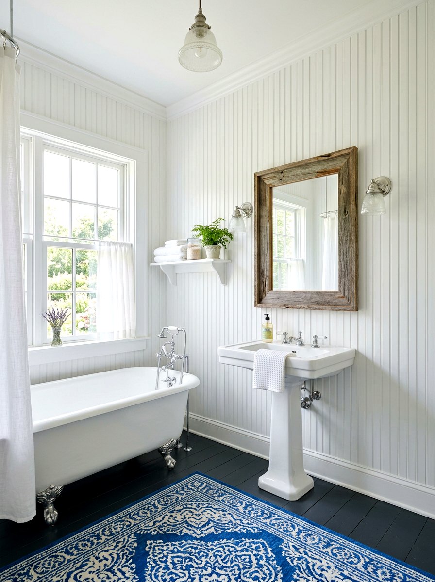 White Beadboard Bathroom - 30 cottagecore bathroom ideas