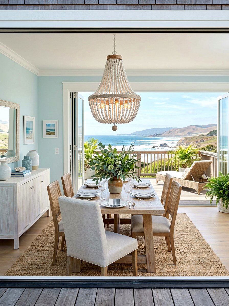 White Beaded Chandelier - 30 classic dining room chandelier ideas