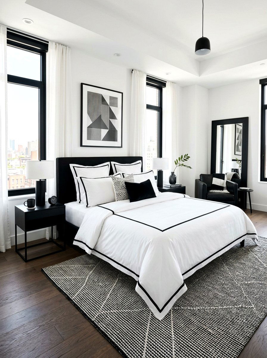 White Black Piped Bedding - 30 piped bedding ideas