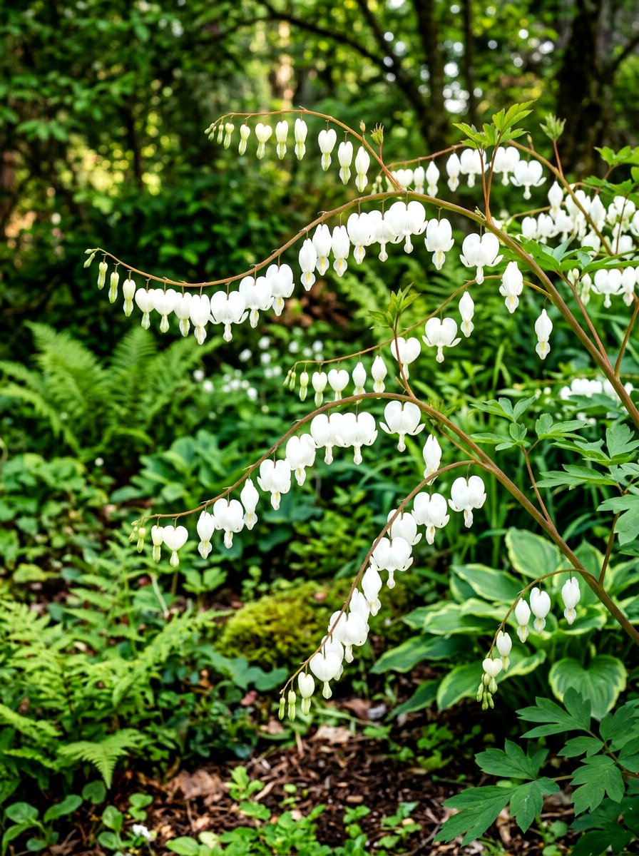 White Bleeding Heart - 30 moon garden backyard ideas
