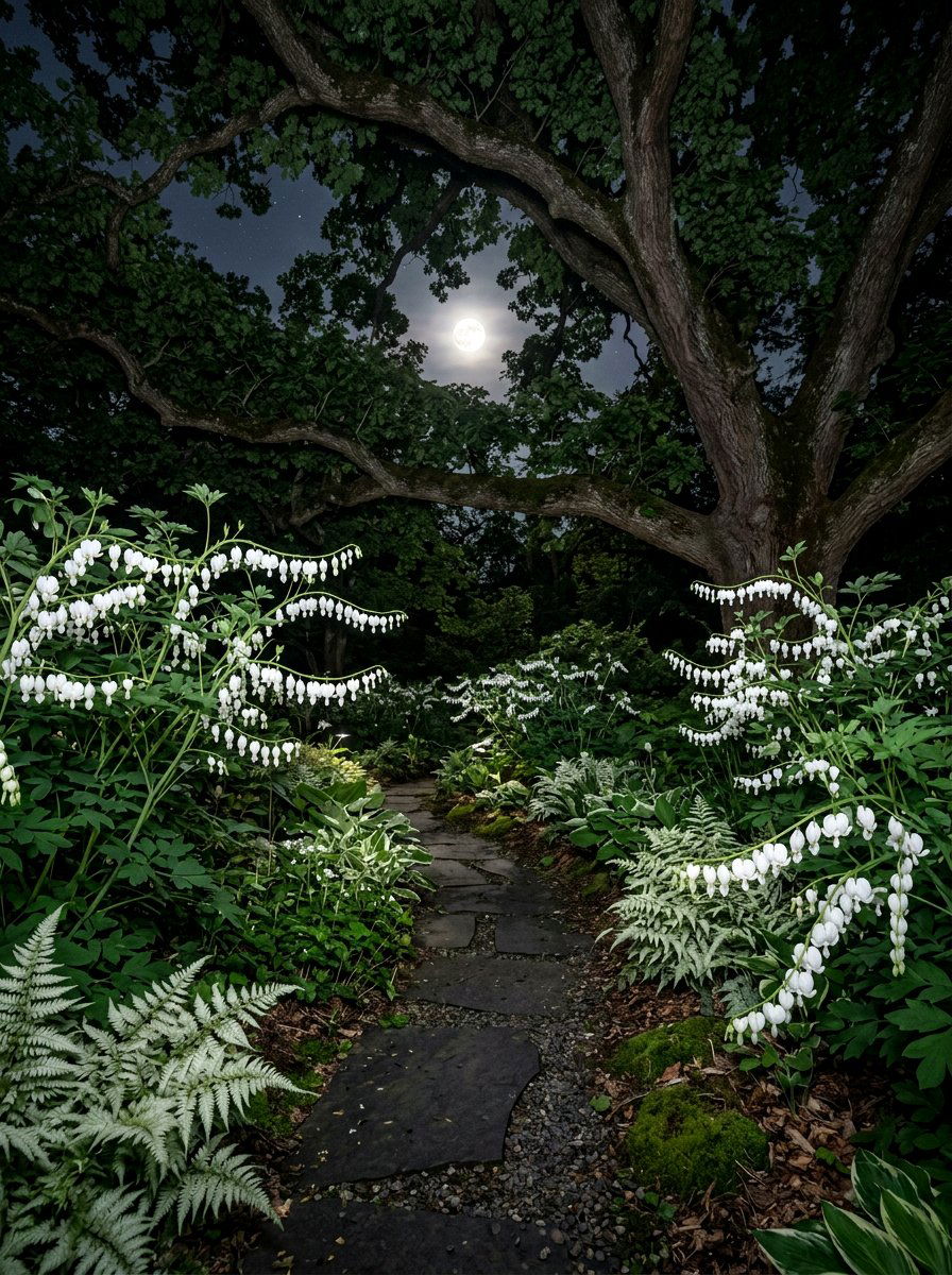 White Bleeding Heart Moonlight Garden - 30 moonlight garden ideas