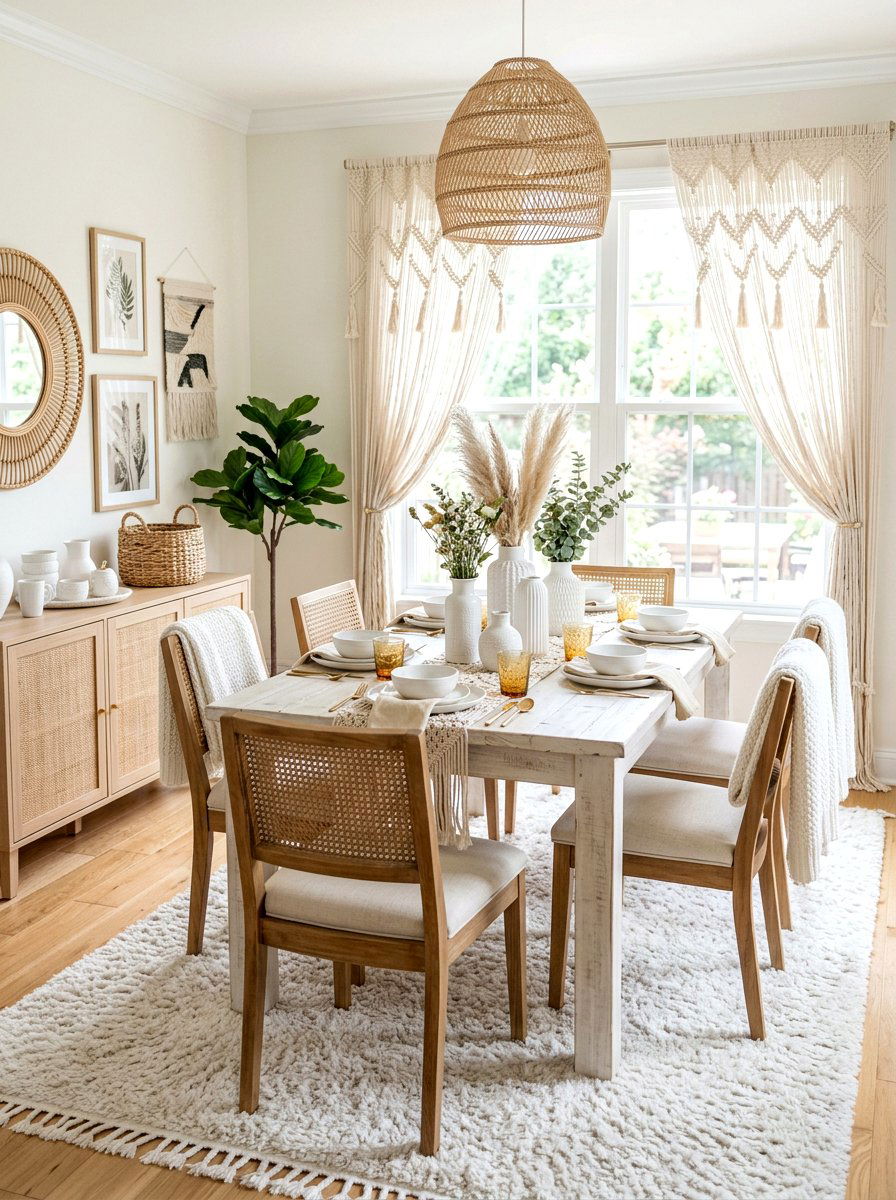 White Boho Dining Room - 30 boho dining room ideas