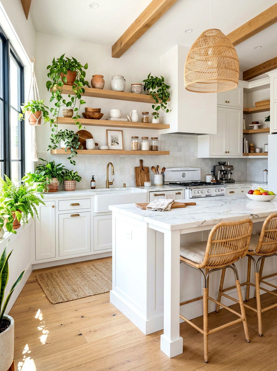 White Boho Kitchen - 30 boho kitchen ideas