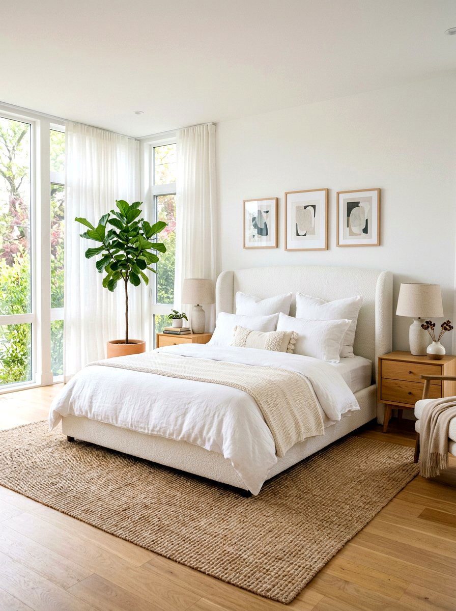 White Boucle Bed - 30 boucle bedroom ideas