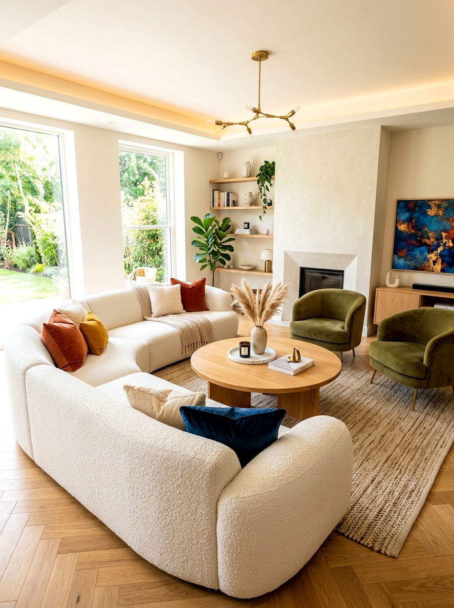 White Boucle Modular Sectional - 30 pit sofa living room ideas