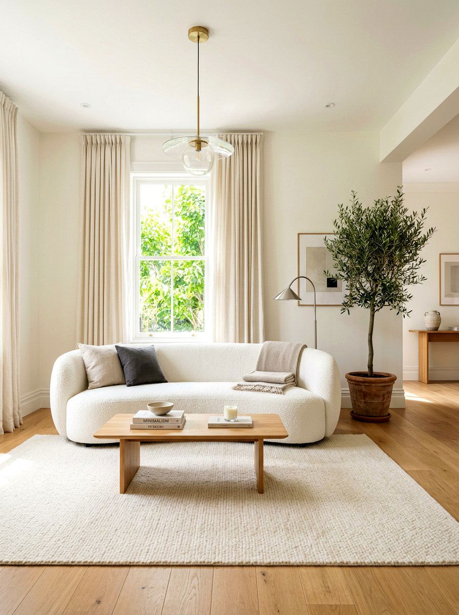 White Boucle Sofa - 30 boucle living room ideas