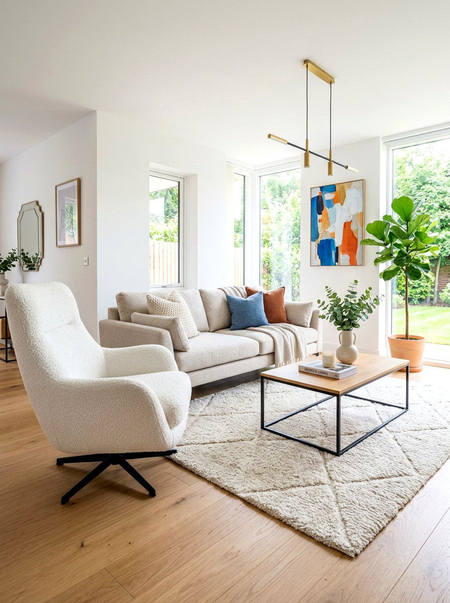 White Boucle Swivel Chair - 30 swivel chair ideas