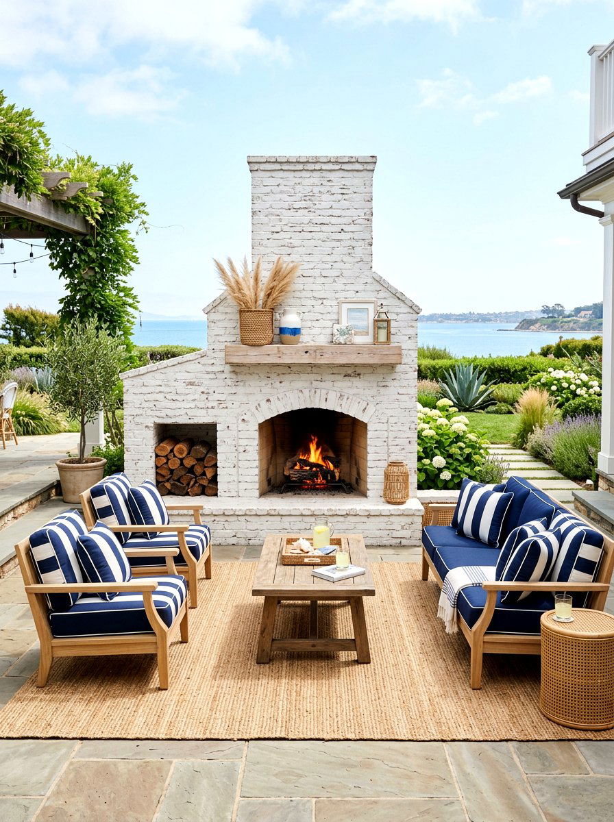 White Brick Patio Fireplace - 30 covered patio fireplace ideas