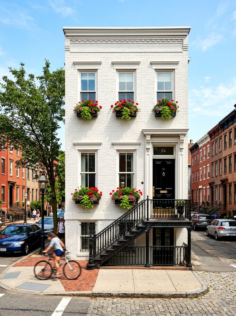 White Brick Row House - 30 soft white exterior ideas