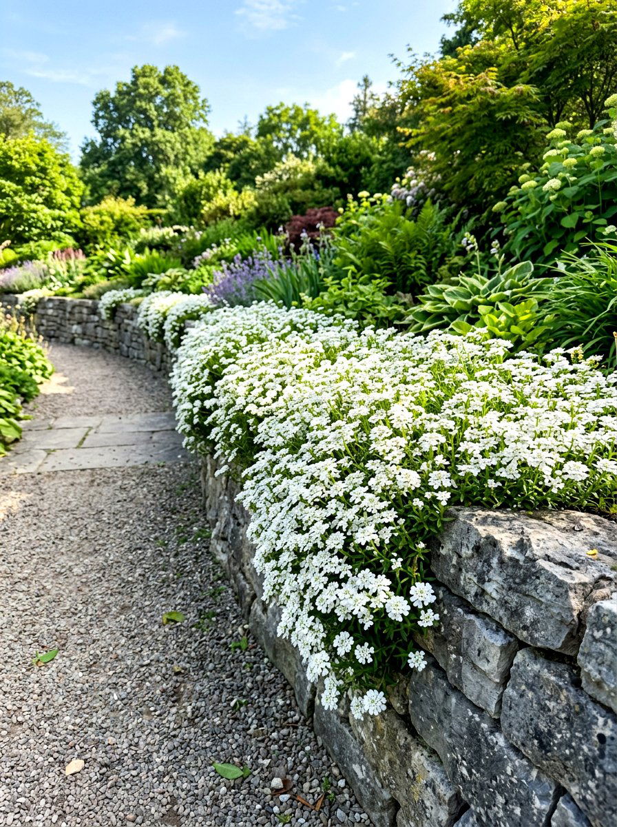 White Candytuft Edge - 30 early spring flower bed ideas