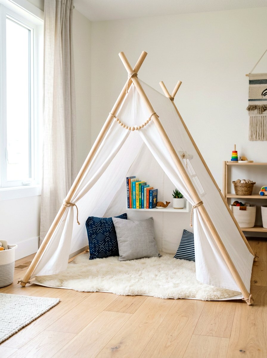 White Canvas Play Tent - 30 kids tent reading nook ideas