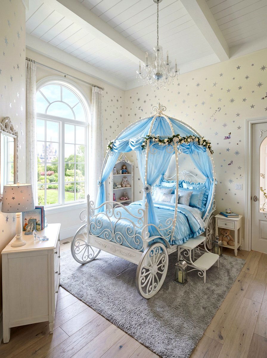 White Carriage Bed - 30 princess bedroom ideas