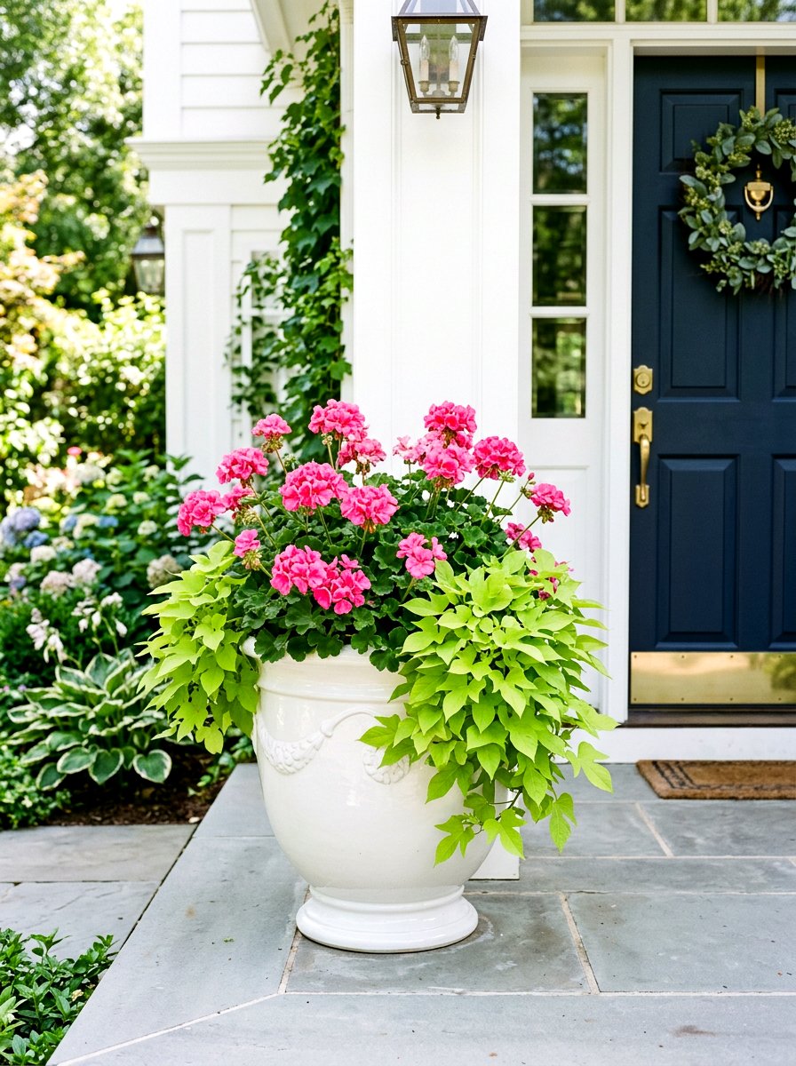 White Ceramic Front Door Planter - 30 front door planter ideas
