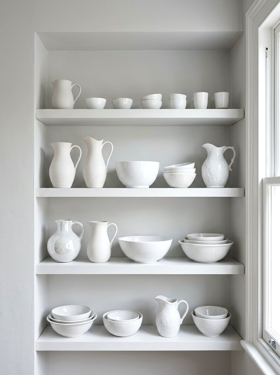 White Ceramic Shelf - 30 winter shelf styling ideas