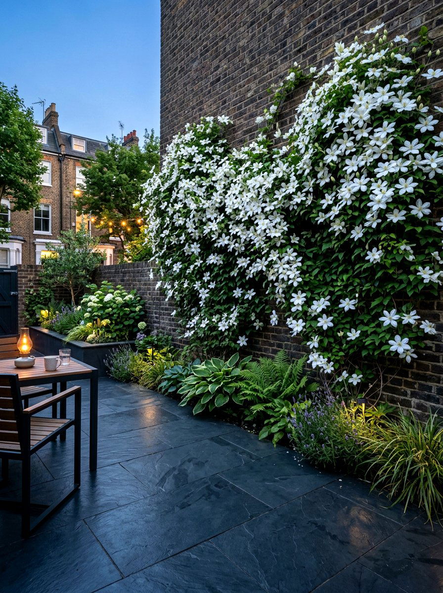 White Clematis Moonlight Garden - 30 moonlight garden ideas