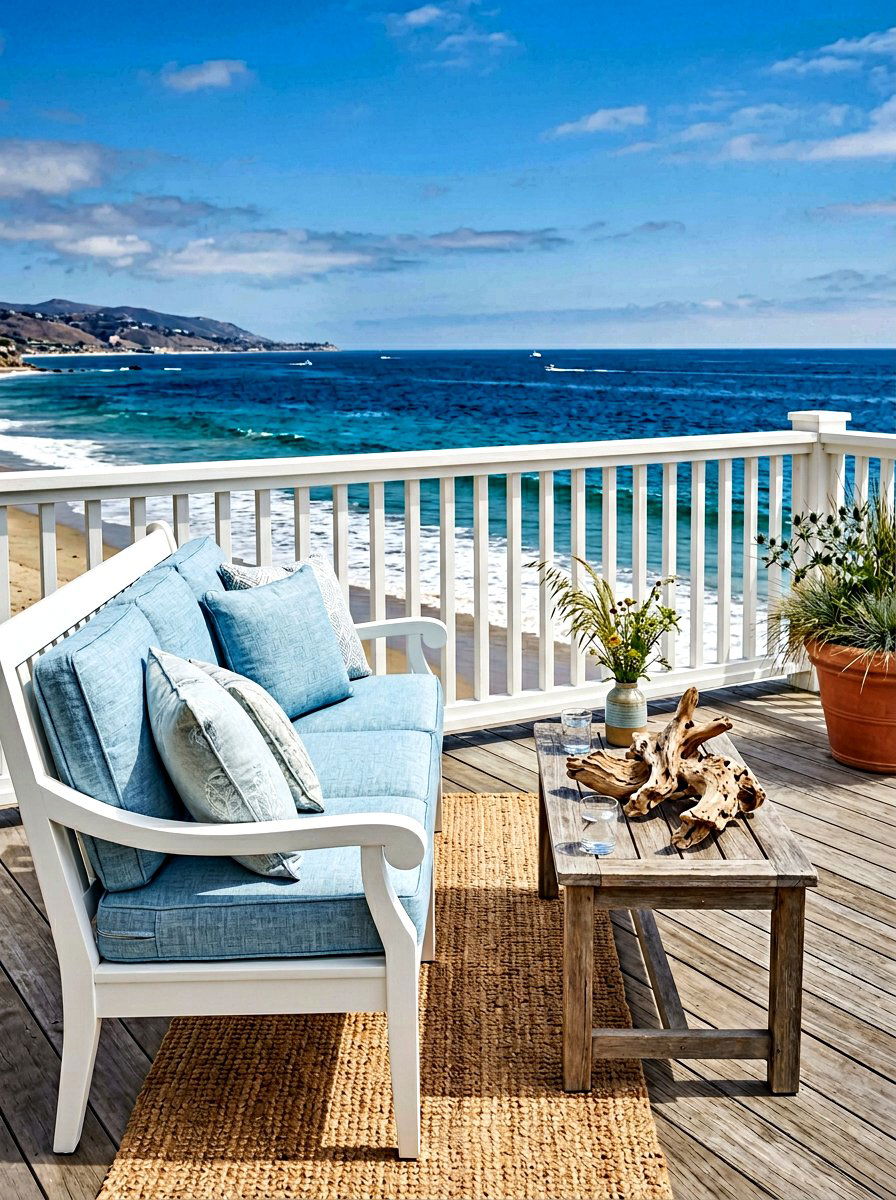 White Coastal Bench - 30 front porch bench ideas