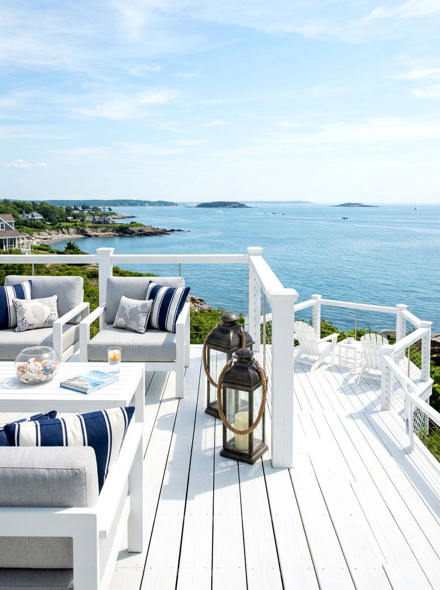 White Coastal Deck - 30 summer patio hosting ideas