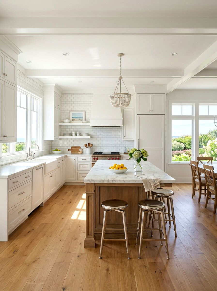 White Coastal Kitchen - 30 coastal grandmother kitchen ideas