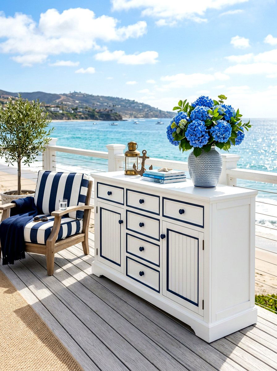 White Coastal Sideboard - 30 outdoor sideboard ideas