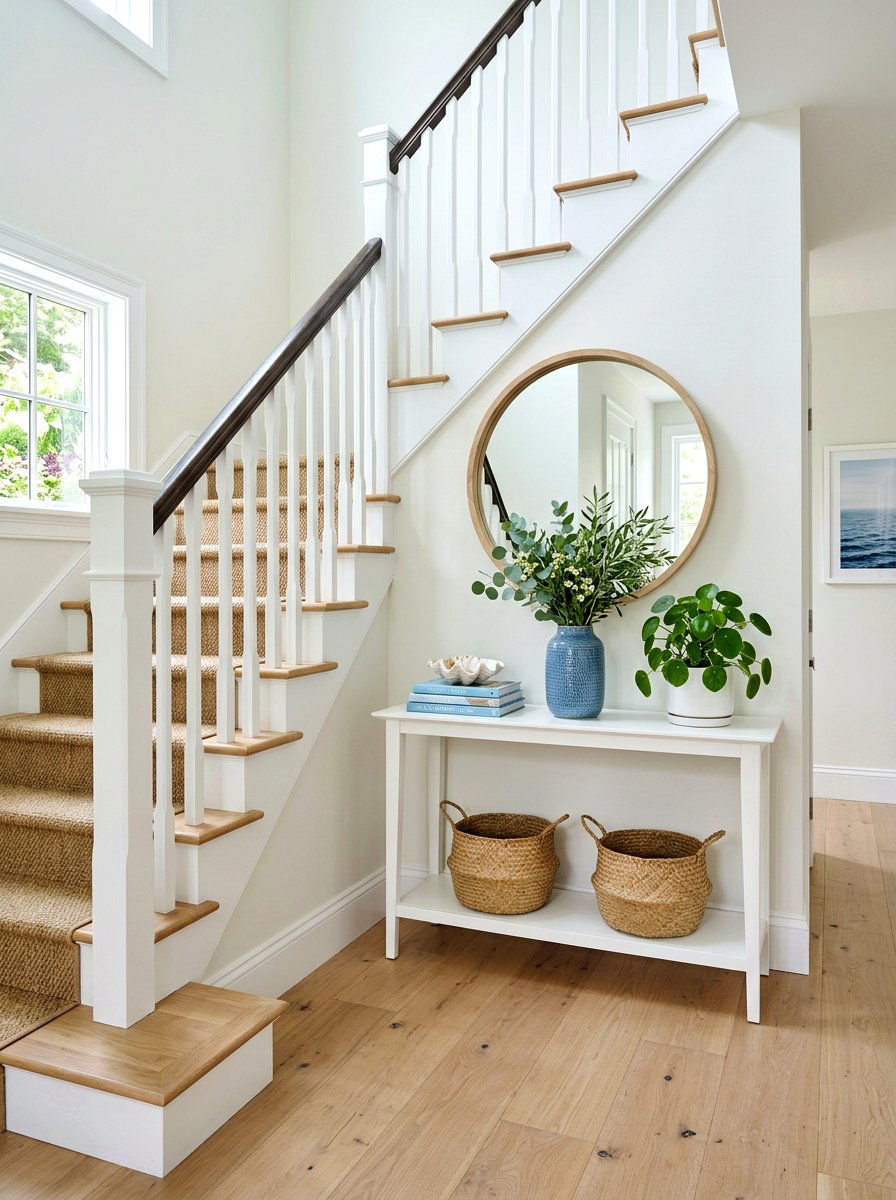 White Console Table Behind Stairs - 30 console behind stairs ideas
