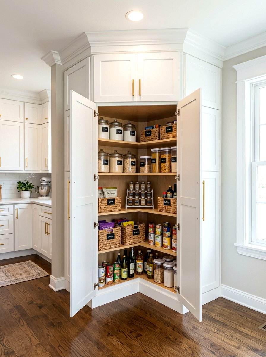 White Corner Pantry Cabinet - 30 corner pantry ideas
