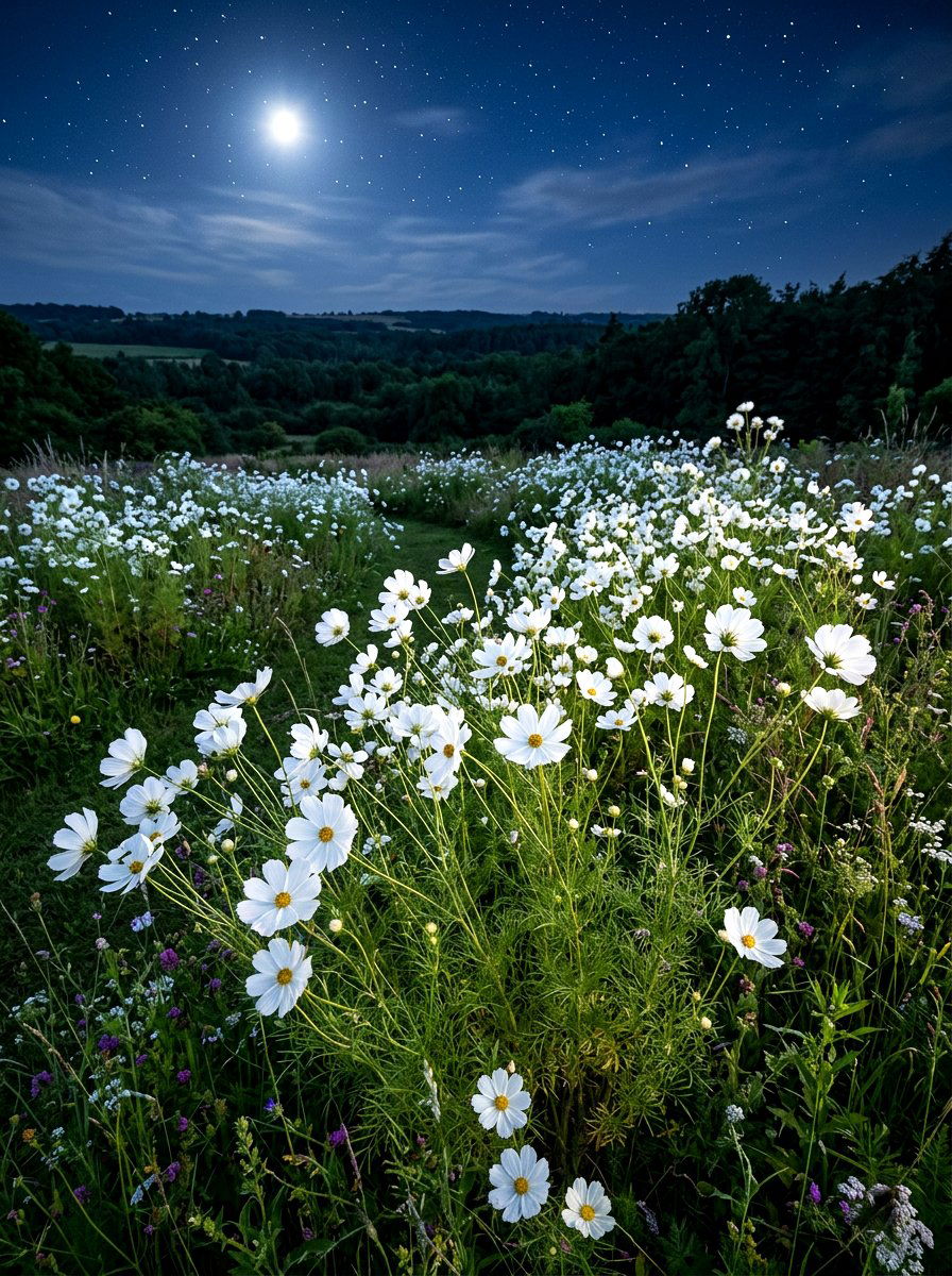 White Cosmos Flower - 30 moon garden backyard ideas