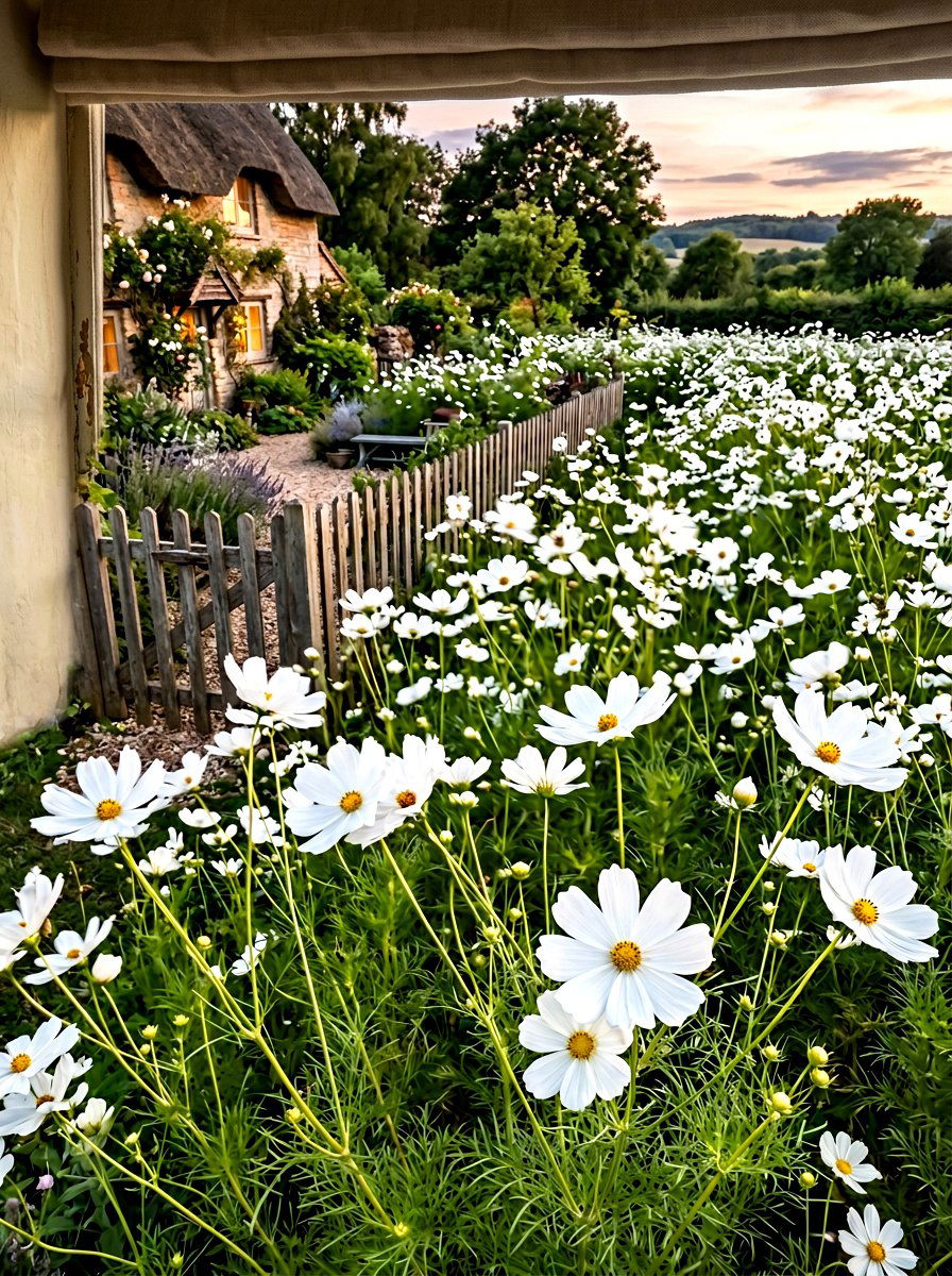 White Cosmos Garden - 30 moon garden ideas