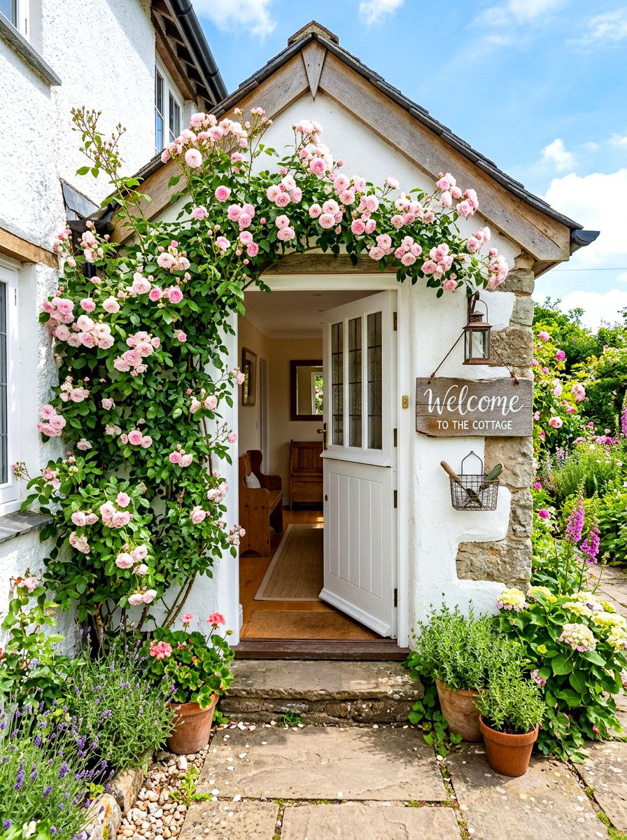 White Cottage Entrance - 30 front stoop styling ideas