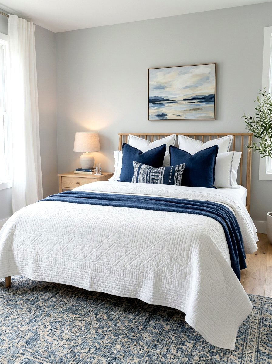 White Cotton Quilt - 30 Hamptons bedroom ideas